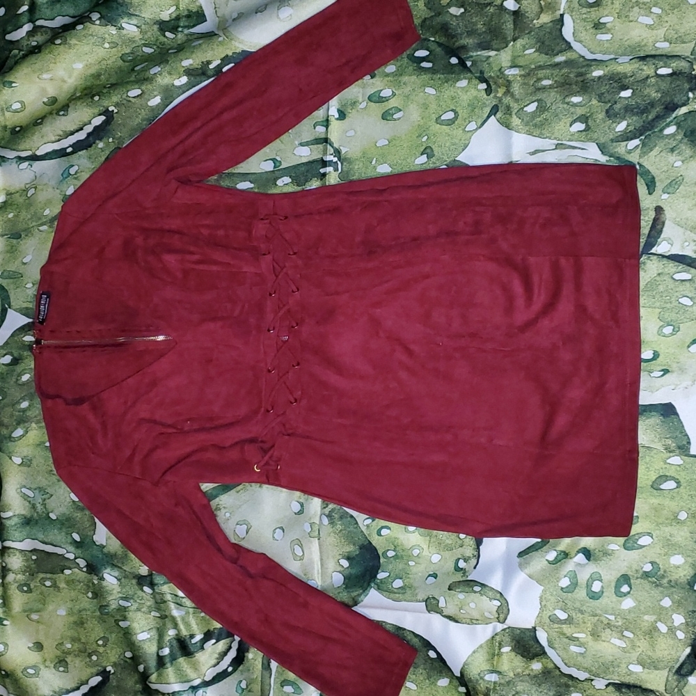 Fashion Nova Burgundy seude dress